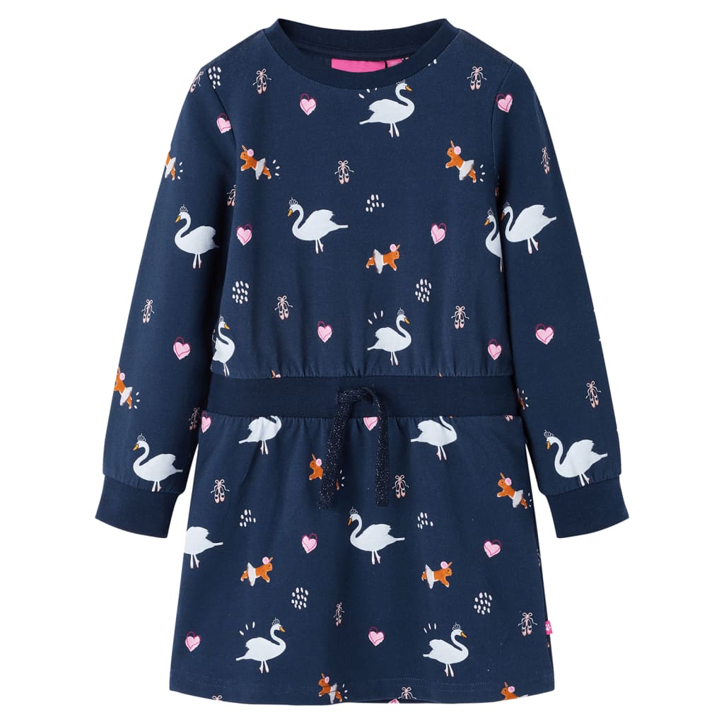 VidaXL Kinderjurk met lange mouwen 104 marineblauw