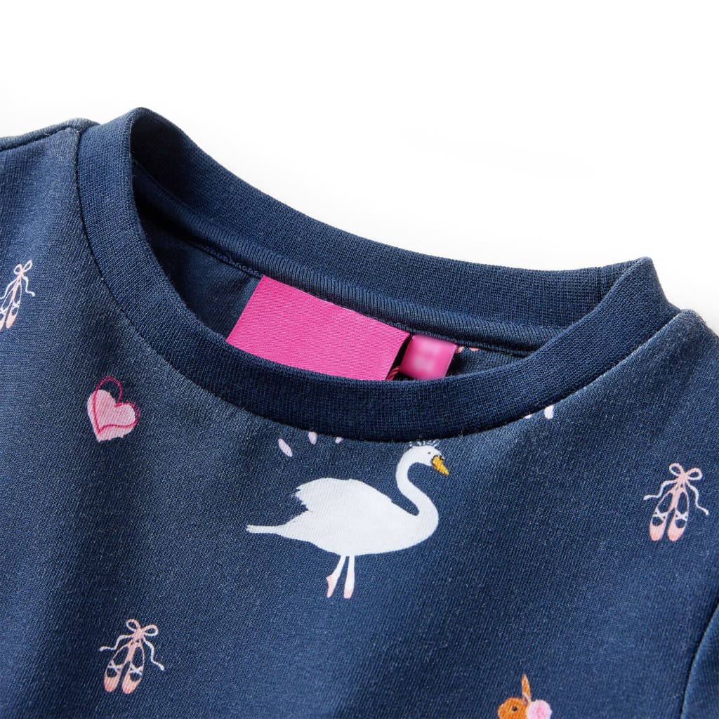 VidaXL Kinderjurk met lange mouwen 104 marineblauw