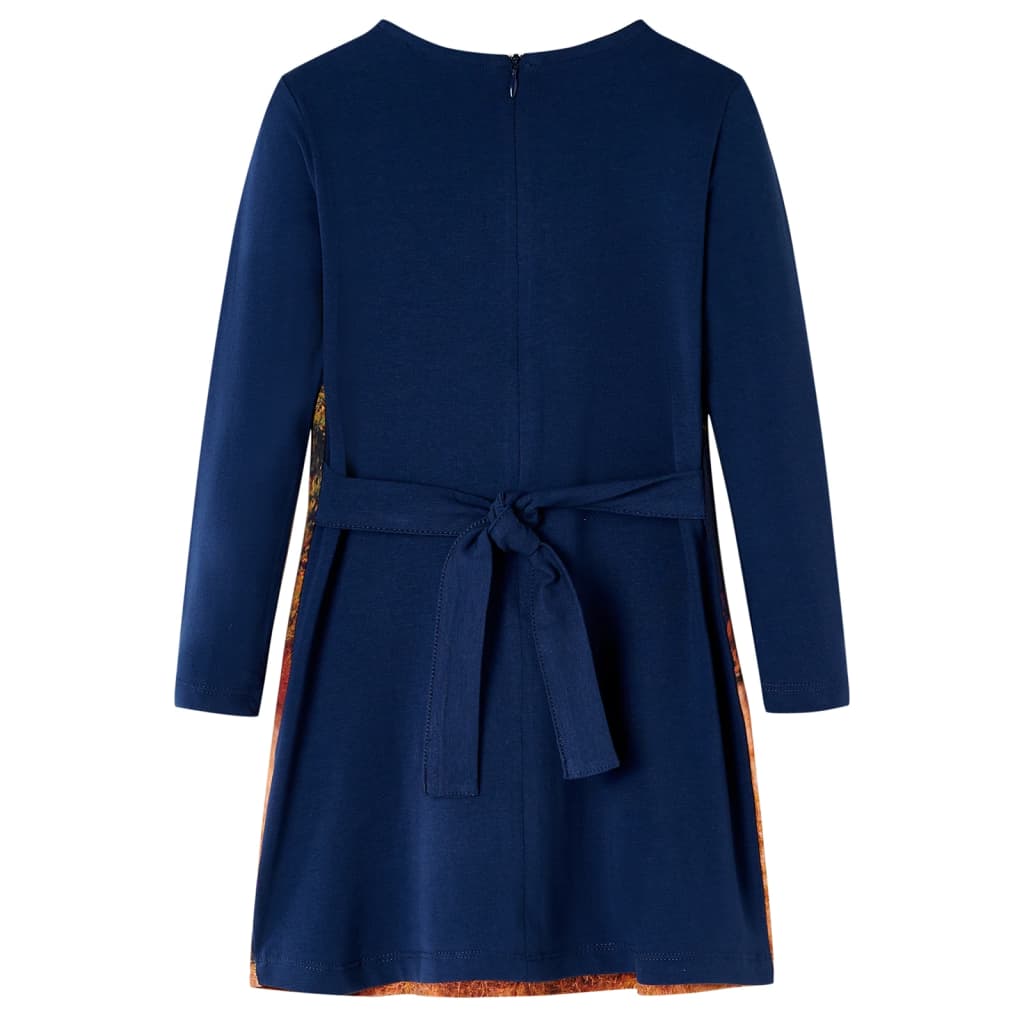 VidaXL Kinderjurk met lange mouwen 104 marineblauw