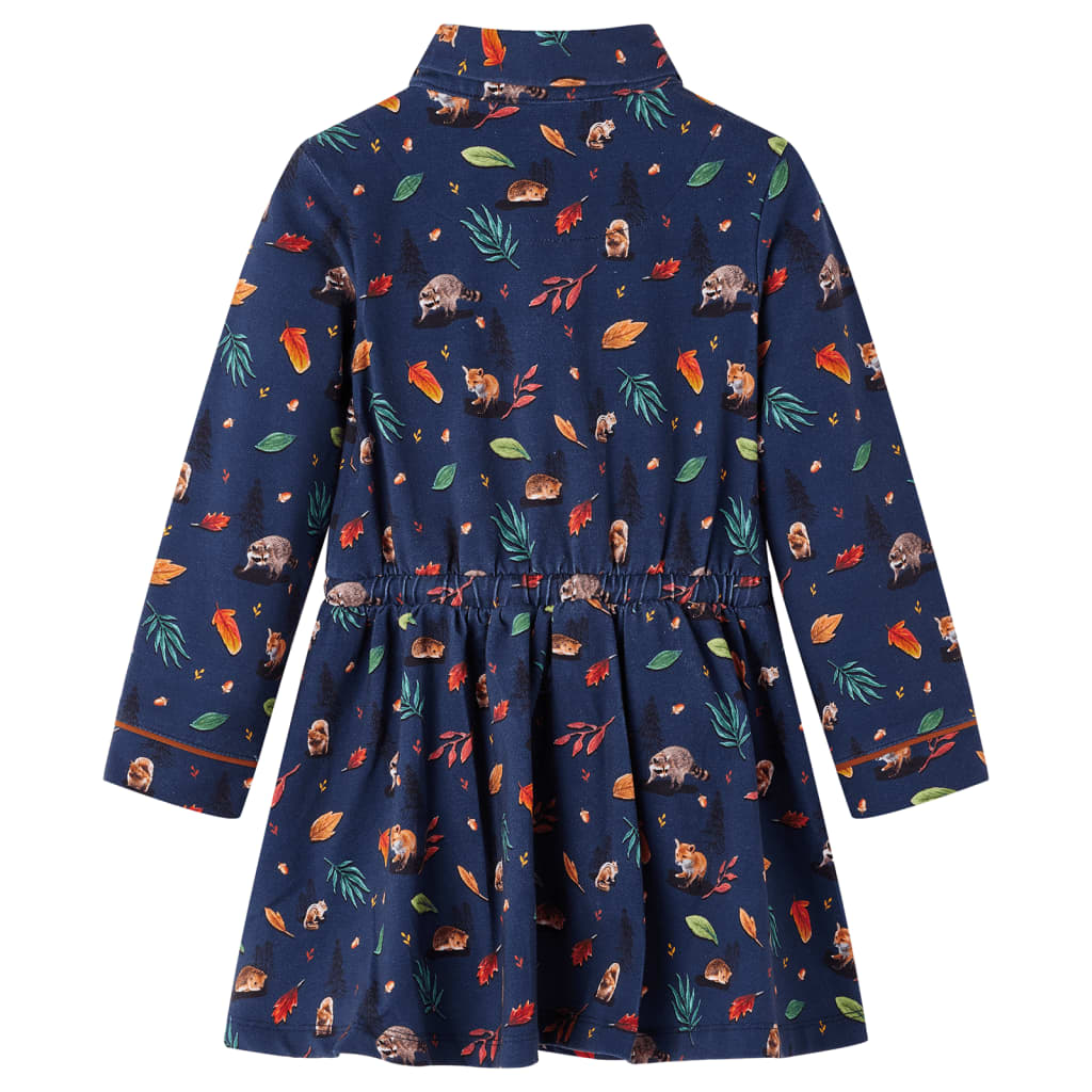 VidaXL Kinderjurk met lange mouwen 104 marineblauw