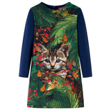 Vidaxl kinderjurk met lange mouwen 116 marineblauw