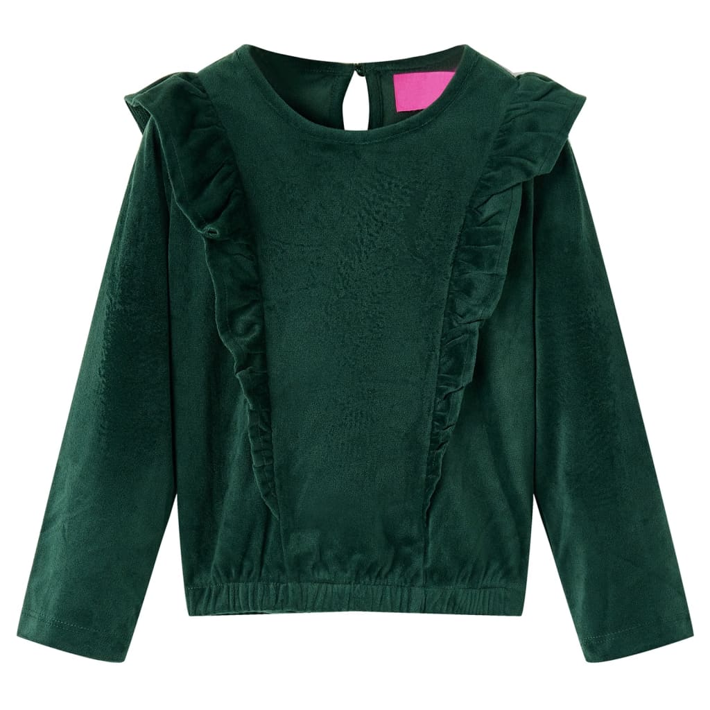 VidaXL Kinderblouse met ruches 116 donkergroen