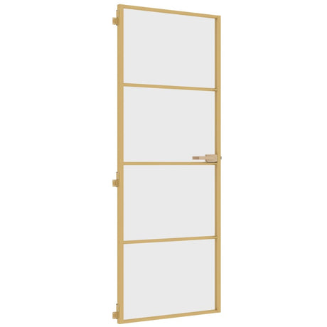 VidaXL Binnendeur smal 76x201,5 cm gehard glas en aluminium goudkleur