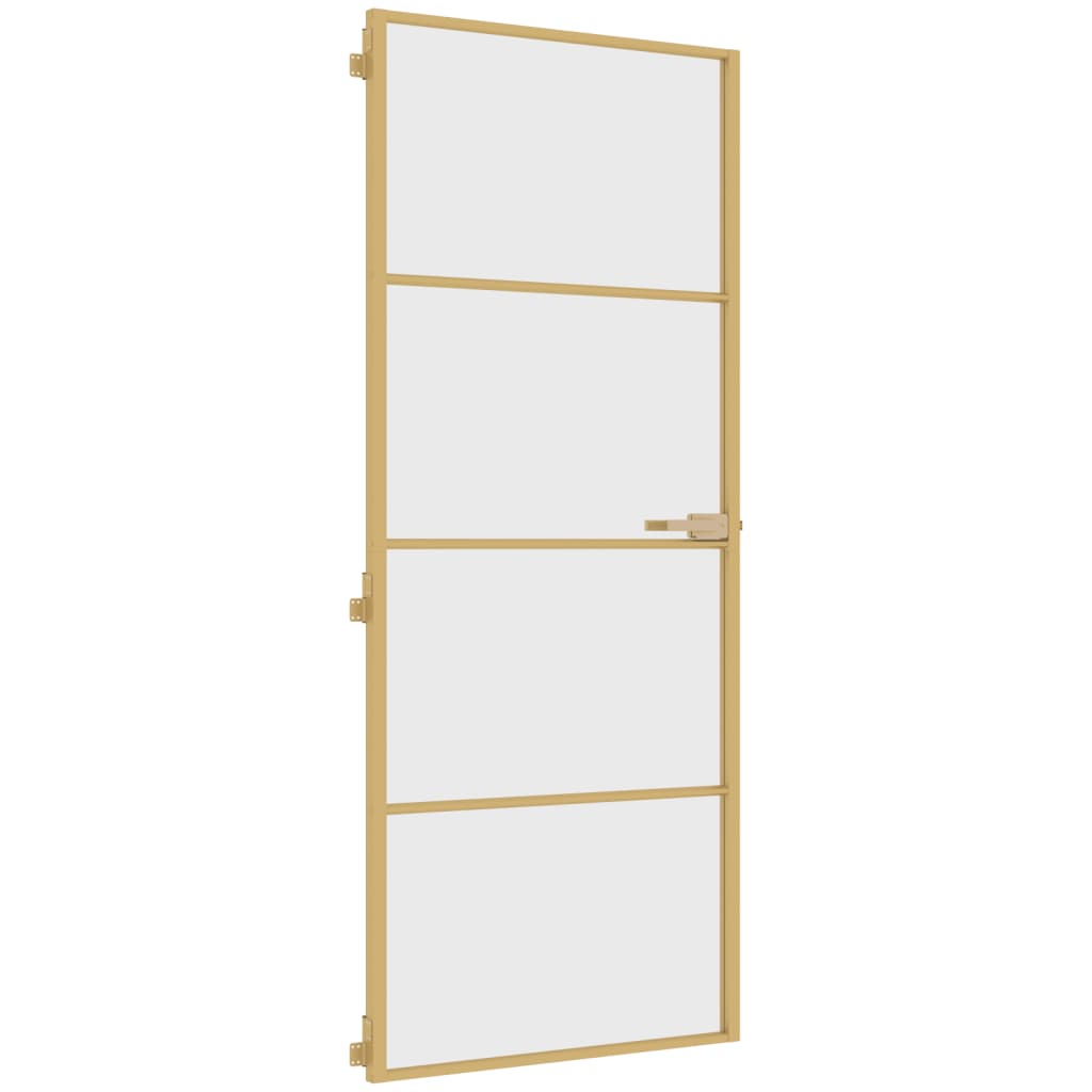 VidaXL Binnendeur smal 83x201,5 cm gehard glas en aluminium goudkleur