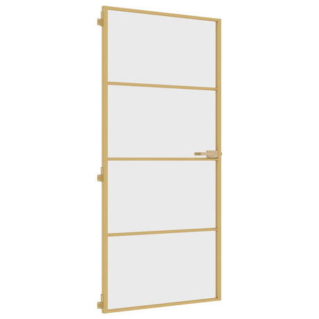 VidaXL Binnendeur smal 93x201,5 cm gehard glas en aluminium goudkleur