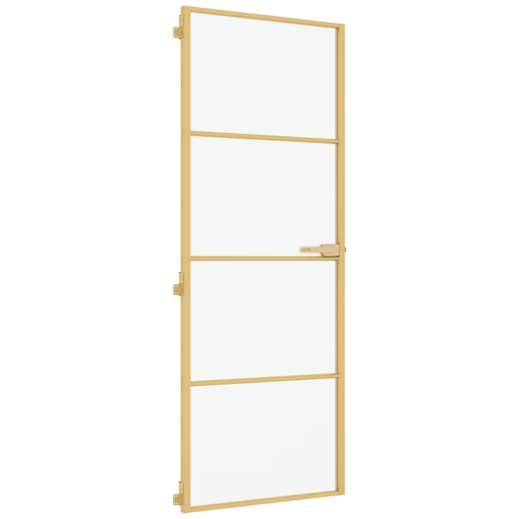 VidaXL Binnendeur smal 76x201,5 cm gehard glas en aluminium goudkleur