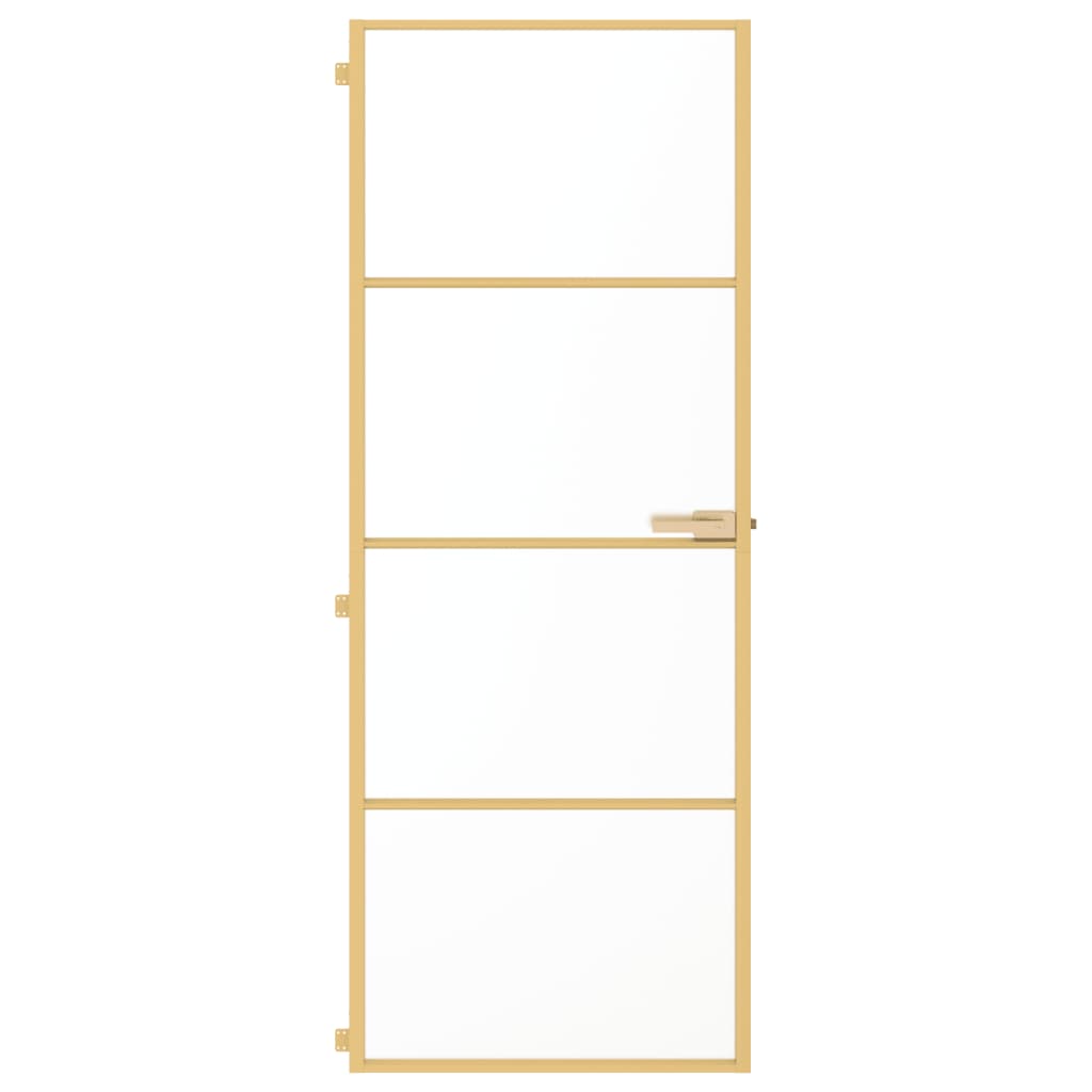 VidaXL Binnendeur smal 76x201,5 cm gehard glas en aluminium goudkleur