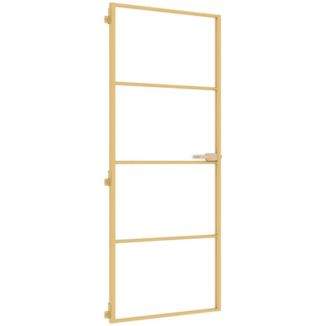 VidaXL Binnendeur smal 83x201,5 cm gehard glas en aluminium goudkleur