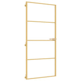 Vidaxl binnendeur smal 93x201,5 cm gehard glas en aluminium goudkleur