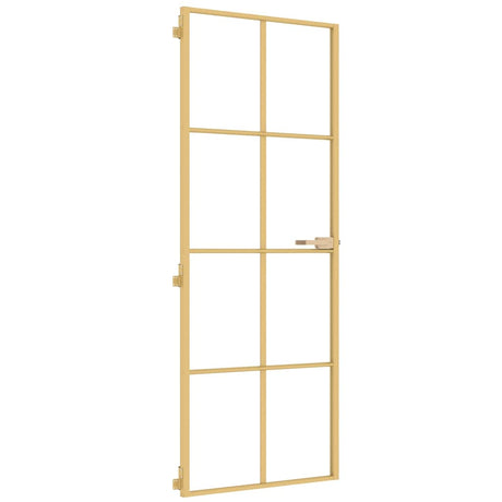 Vidaxl binnendeur smal 76x201,5 cm gehard glas en aluminium goudkleur