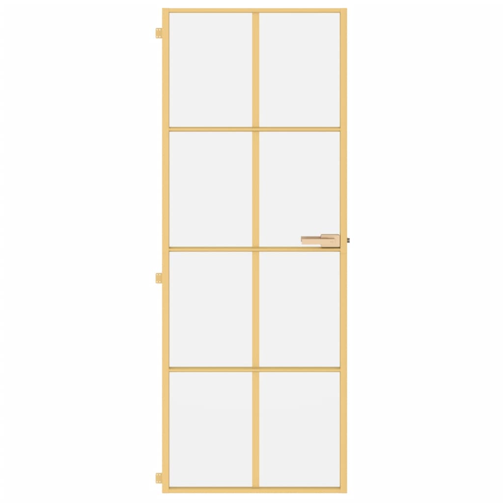 VidaXL Binnendeur smal 76x201,5 cm gehard glas en aluminium goudkleur