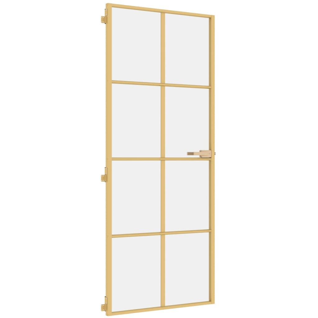 VidaXL Binnendeur smal 83x201,5 cm gehard glas en aluminium goudkleur