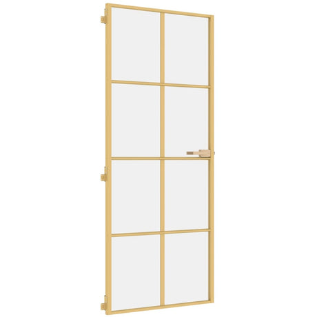 VidaXL Binnendeur smal 83x201,5 cm gehard glas en aluminium goudkleur