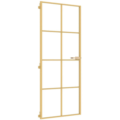 Vidaxl binnendeur smal 83x201,5 cm gehard glas en aluminium goudkleur