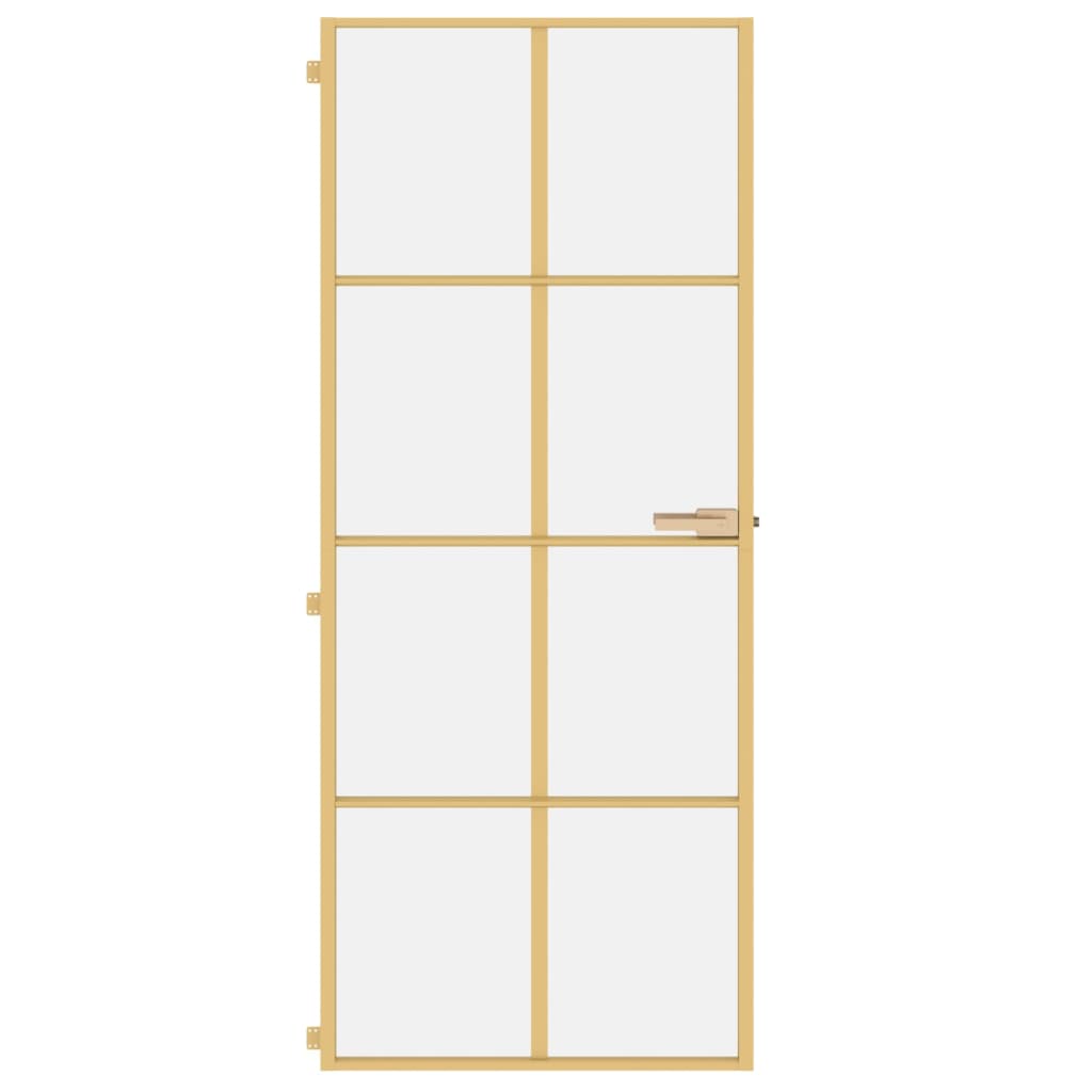 VidaXL Binnendeur smal 83x201,5 cm gehard glas en aluminium goudkleur