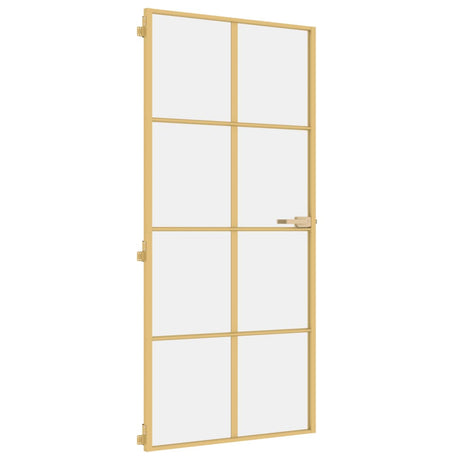 VidaXL Binnendeur smal 93x201,5 cm gehard glas en aluminium goudkleur