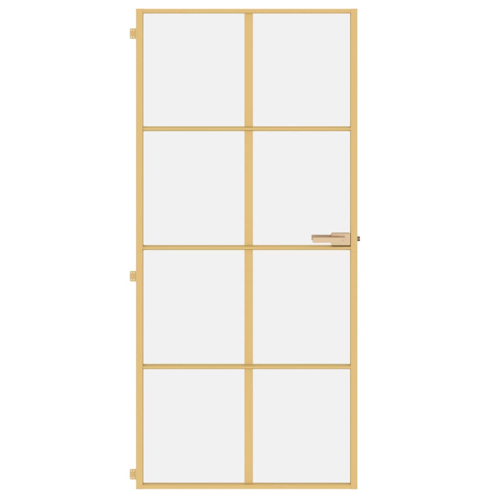 VidaXL Binnendeur smal 93x201,5 cm gehard glas en aluminium goudkleur