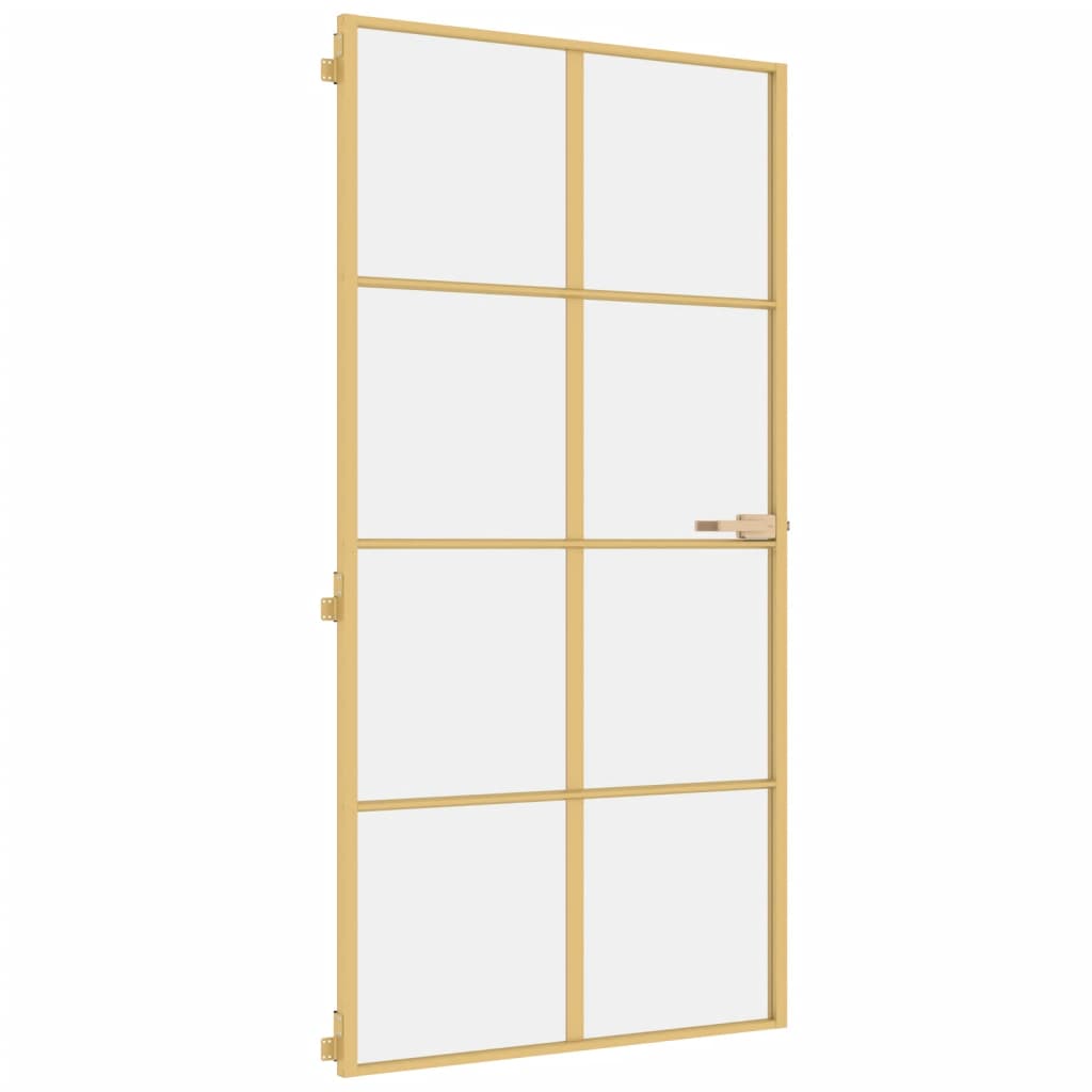 VidaXL Binnendeur smal 102,5x201,5 cm gehard glas en aluminium goud