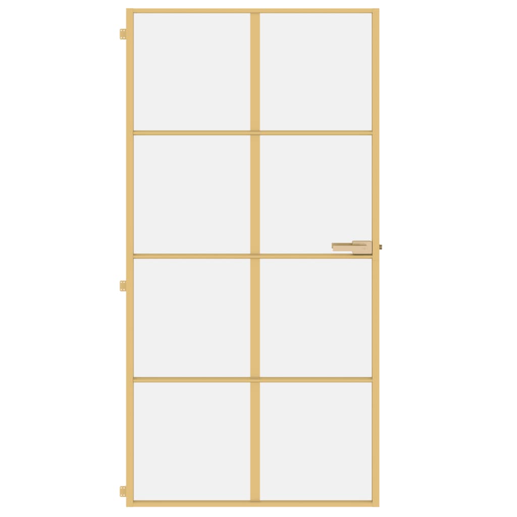 VidaXL Binnendeur smal 102,5x201,5 cm gehard glas en aluminium goud