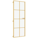 VidaXL Binnendeur smal 76x201,5 cm gehard glas en aluminium goudkleur