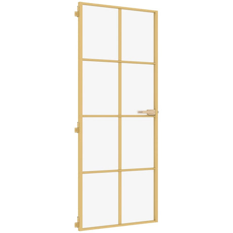 VidaXL Binnendeur smal 83x201,5 cm gehard glas en aluminium goudkleur