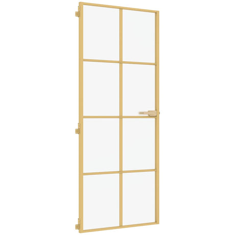 Vidaxl binnendeur smal 83x201,5 cm gehard glas en aluminium goudkleur