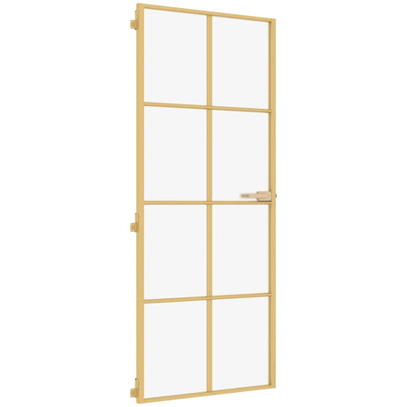 Vidaxl binnendeur smal 93x201,5 cm gehard glas en aluminium goudkleur
