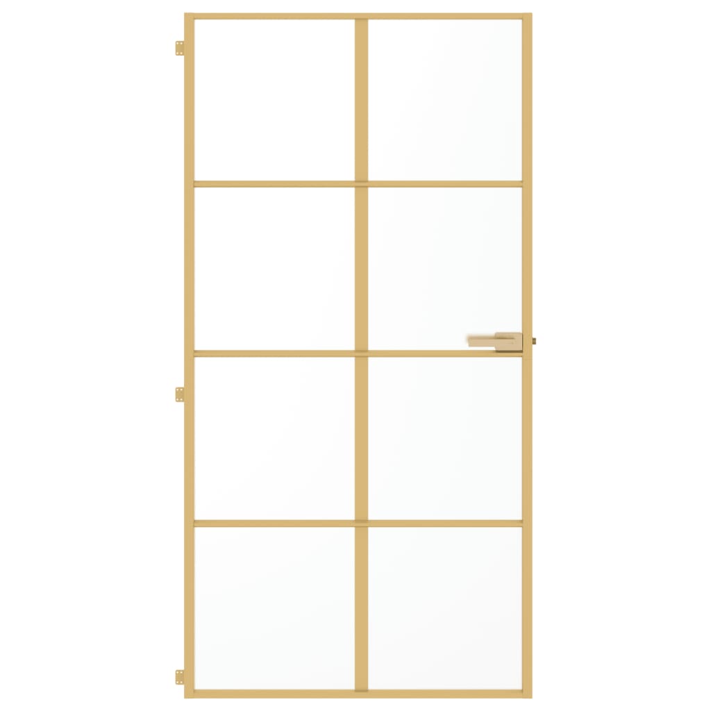 VidaXL Binnendeur smal 102,5x201,5 cm gehard glas en aluminium goud