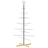 Vidaxl kerstdecoratie kerstboom met houten basis 150 cm metaal zwart