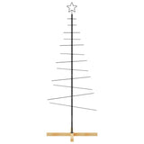 Vidaxl kerstdecoratie kerstboom met houten basis 150 cm metaal zwart