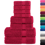 VidaXL 8-delige Handdoekenset SOLUND 600 g m² rood