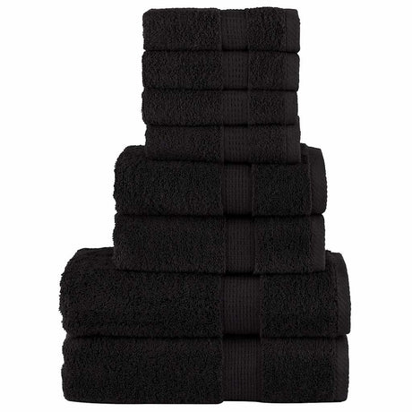 Vidaxl 8-delige handdoekenset solund 600 g m² zwart