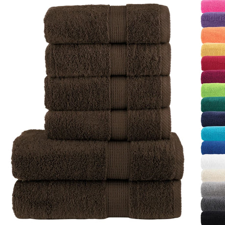 Vidaxl 6-delige handdoekenset solund 600 g m² bruin