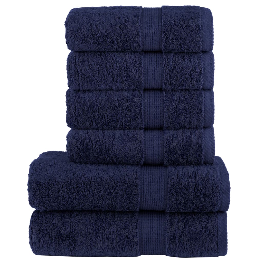 VidaXL 6-delige Handdoekenset SOLUND 600 g m² marineblauw