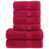 VidaXL 6-delige Handdoekenset SOLUND 600 g m² rood