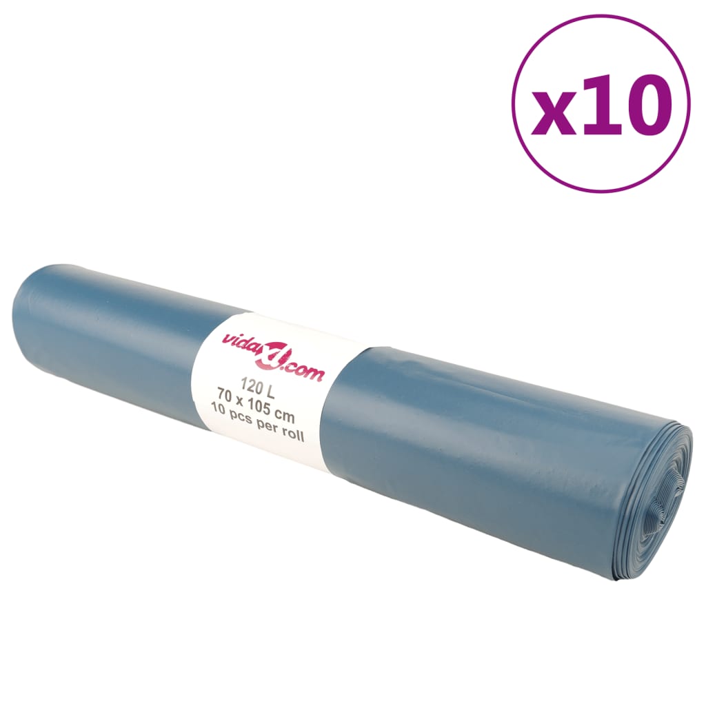 VidaXL Vuilniszakken 100 st 120 l blauw