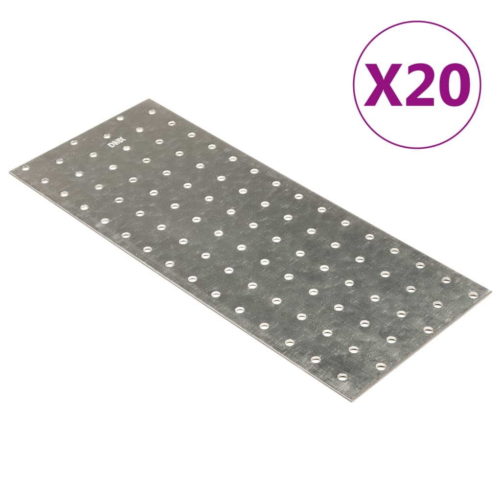 VidaXL Platen geperforeerd 20 st 2 mm 300x120 mm gegalvaniseerd staal