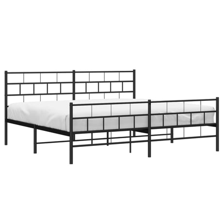 Vidaxl bedframe met hoofd- en voeteneinde metaal zwart 200x200 cm