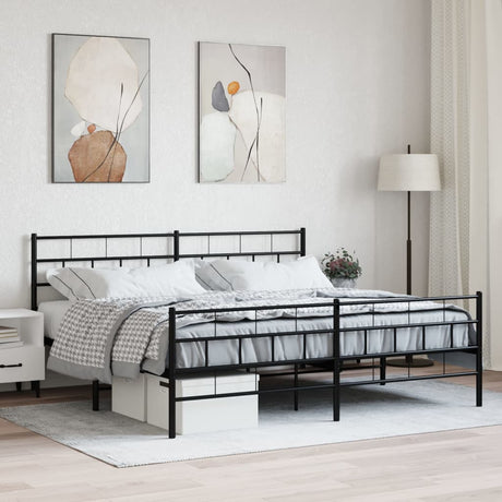 Vidaxl bedframe met hoofd- en voeteneinde metaal zwart 200x200 cm