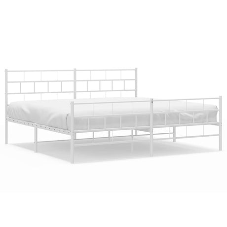 Vidaxl bedframe met hoofd- en voeteneinde metaal wit 193x203 cm