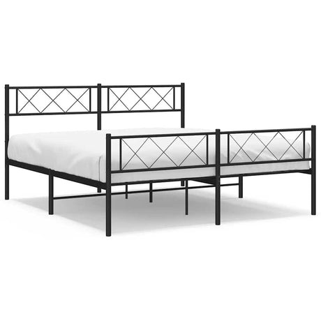 Vidaxl bedframe met hoofd- en voeteneinde metaal zwart 150x200 cm