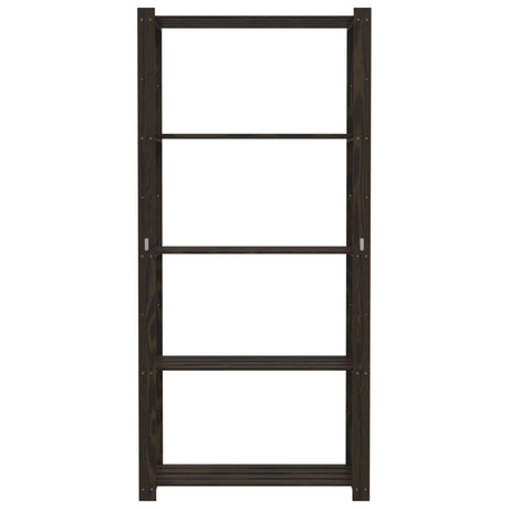 Vidaxl opbergrek 5-laags 80x38x170 cm massief grenenhout zwart