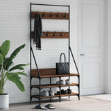Vidaxl kledingrek met schoenenrek 90x34x184 cm bruin eikenkleur