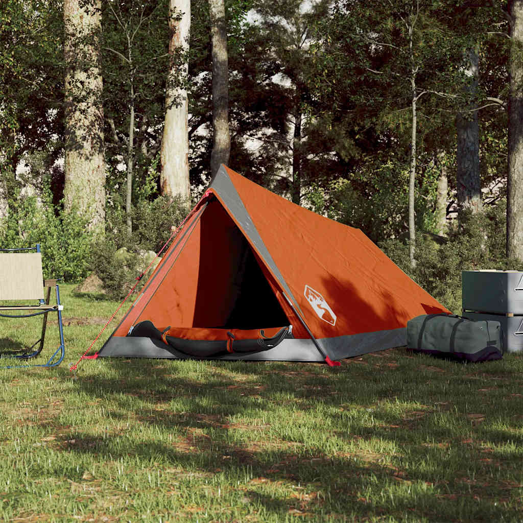 Vidaxl tent 2-persoons waterdicht grijs en oranje