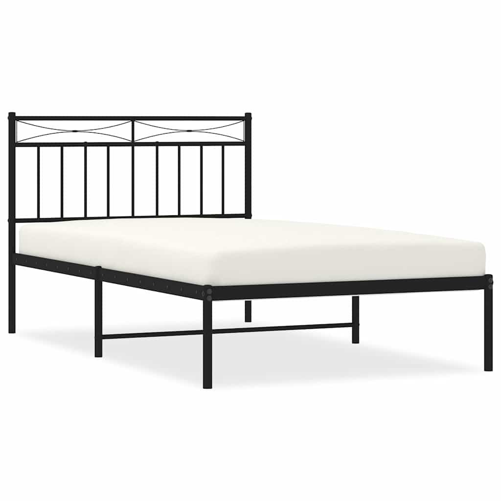 Vidaxl bedframe met hoofdbord metaal zwart 100x200 cm