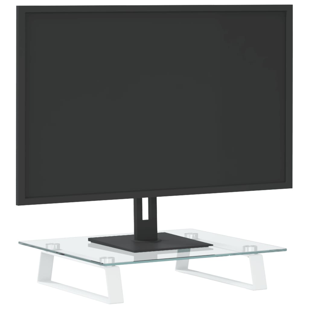 VidaXL Monitorstandaard 40x35x8 cm gehard glas en metaal wit