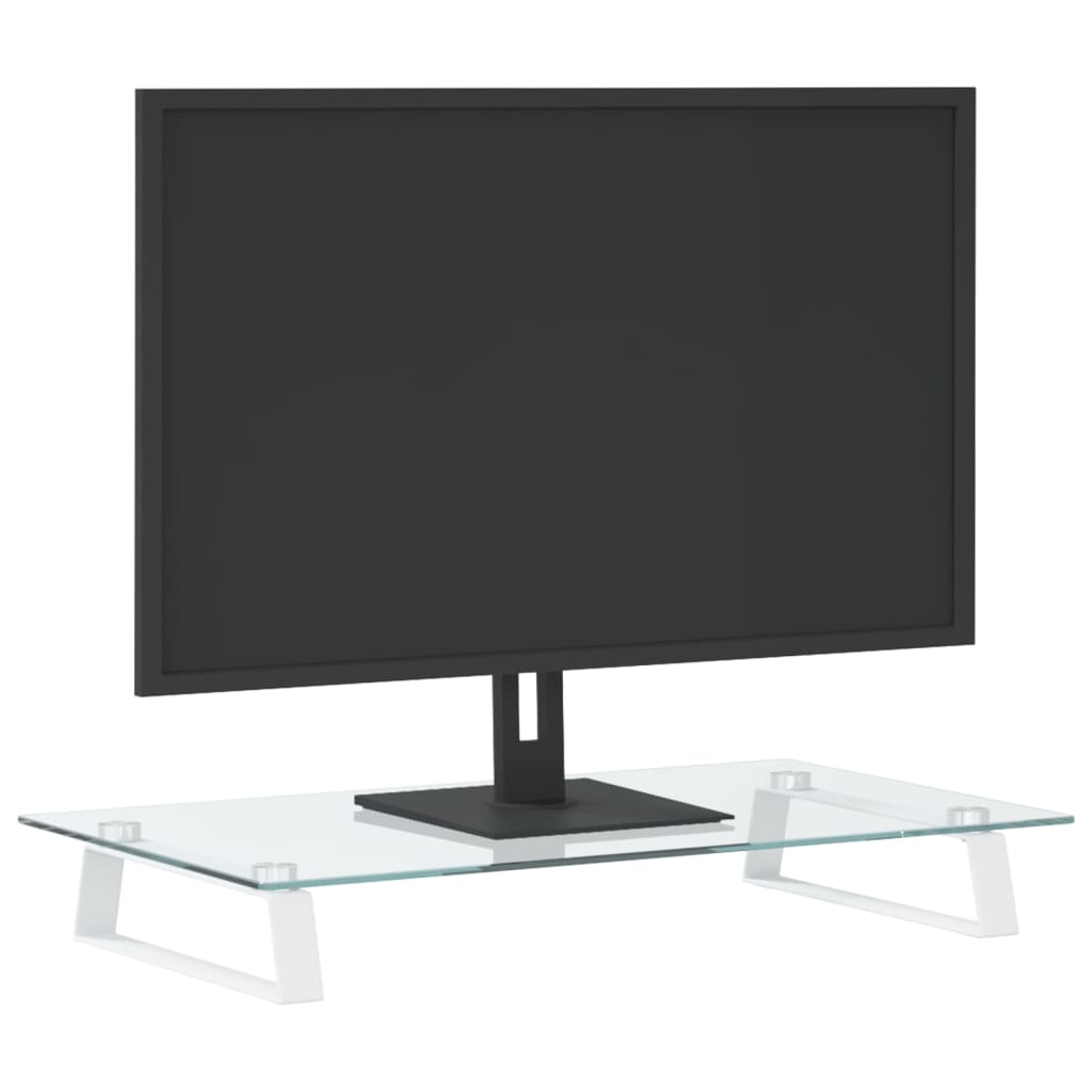 VidaXL Monitorstandaard 60x35x8 cm gehard glas en metaal wit