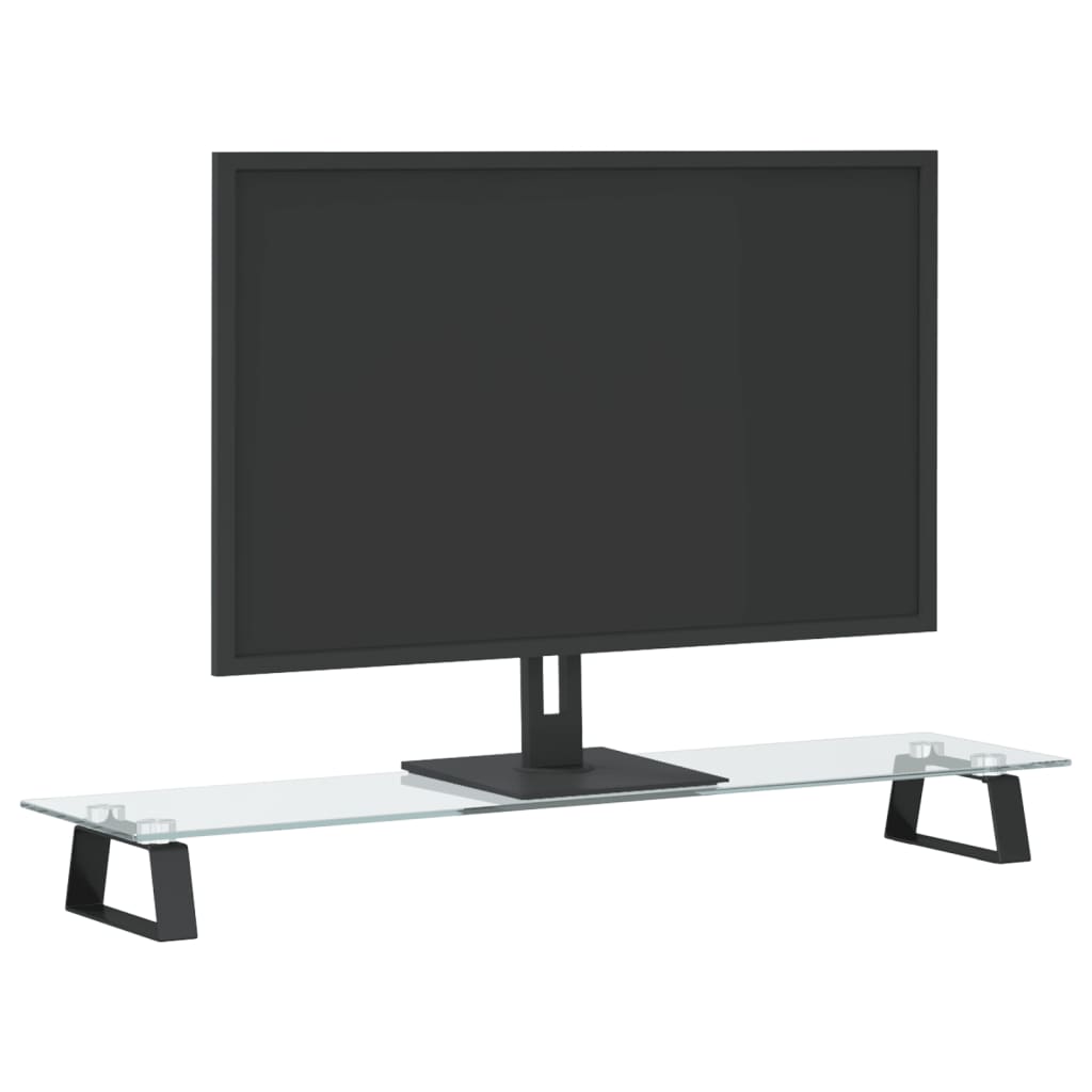 VidaXL Monitorstandaard 80x20x8 cm gehard glas en metaal zwart