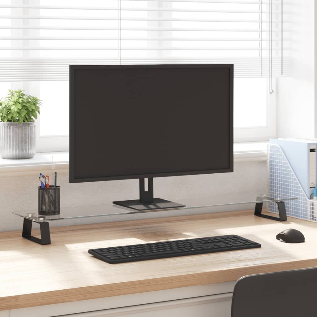 Vidaxl monitorstandaard 100x20x8 cm gehard glas en metaal zwart