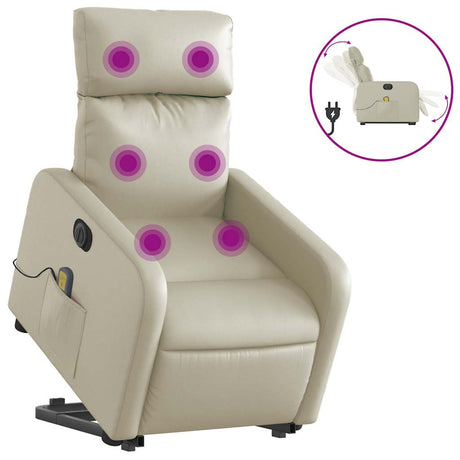 Vidaxl sta-op-massagestoel elektrisch kunstleer crèmekleurig